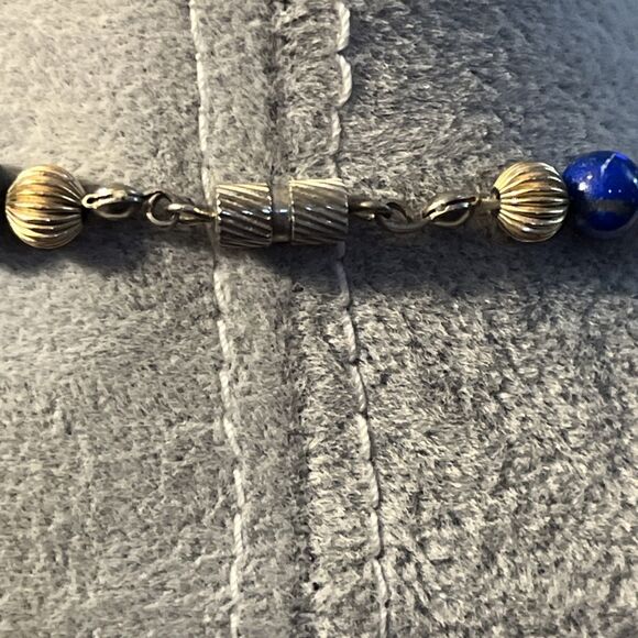 Vintage Lapis Lazuli & Cloisonné Beaded Necklace Unique Shaped 24” - Picture 13 of 13